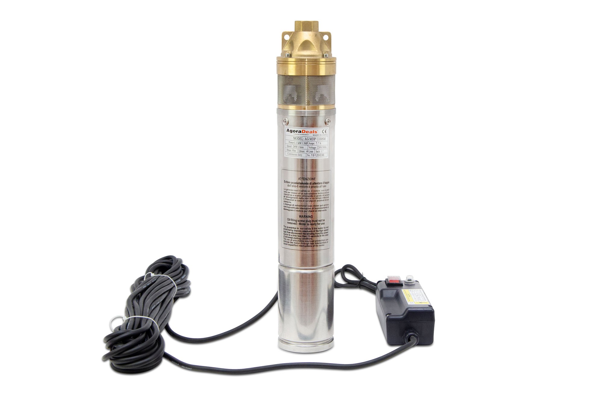 Agoradirect - Bomba De Agua Sumergible Para Pozo Profundo, 1100W, 2